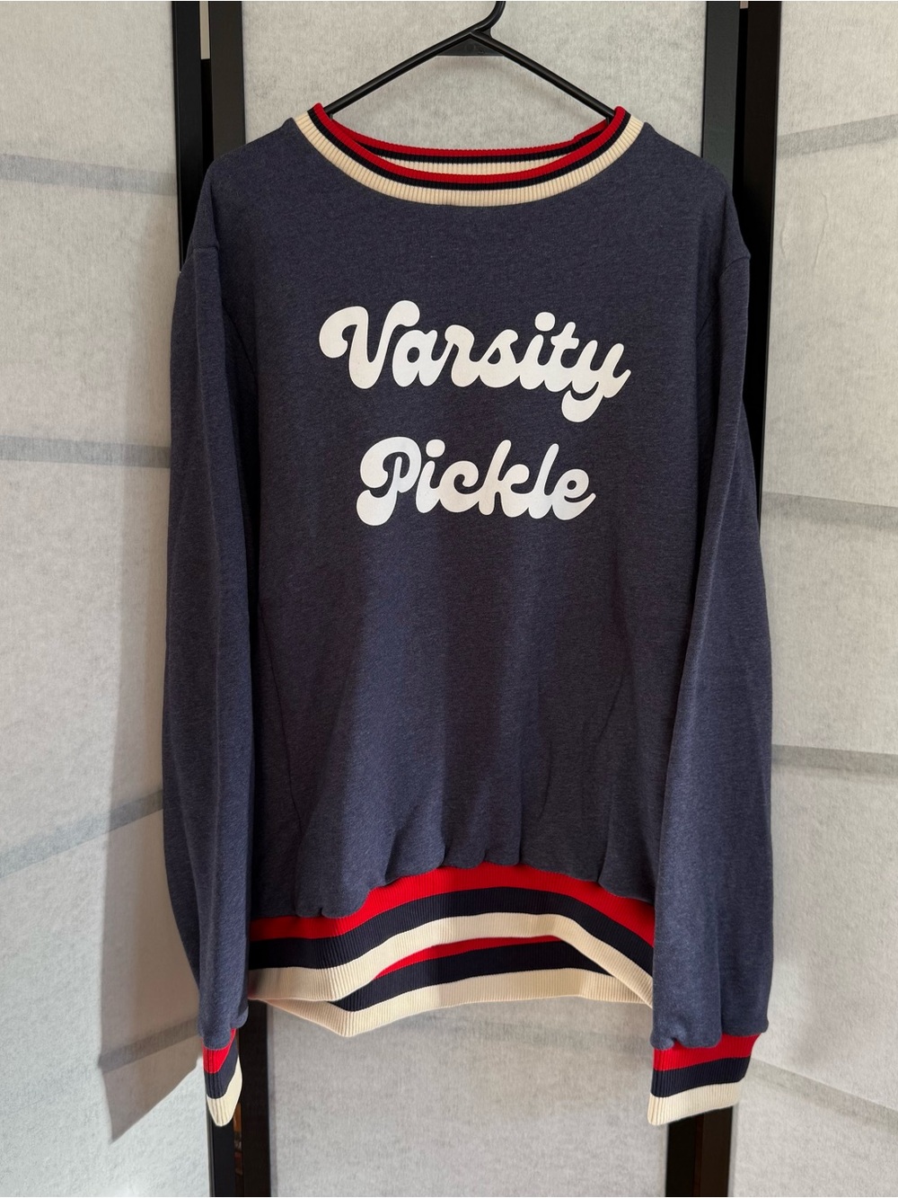 Varsity Pickle Navy Red White Oversized Sweatshirt L